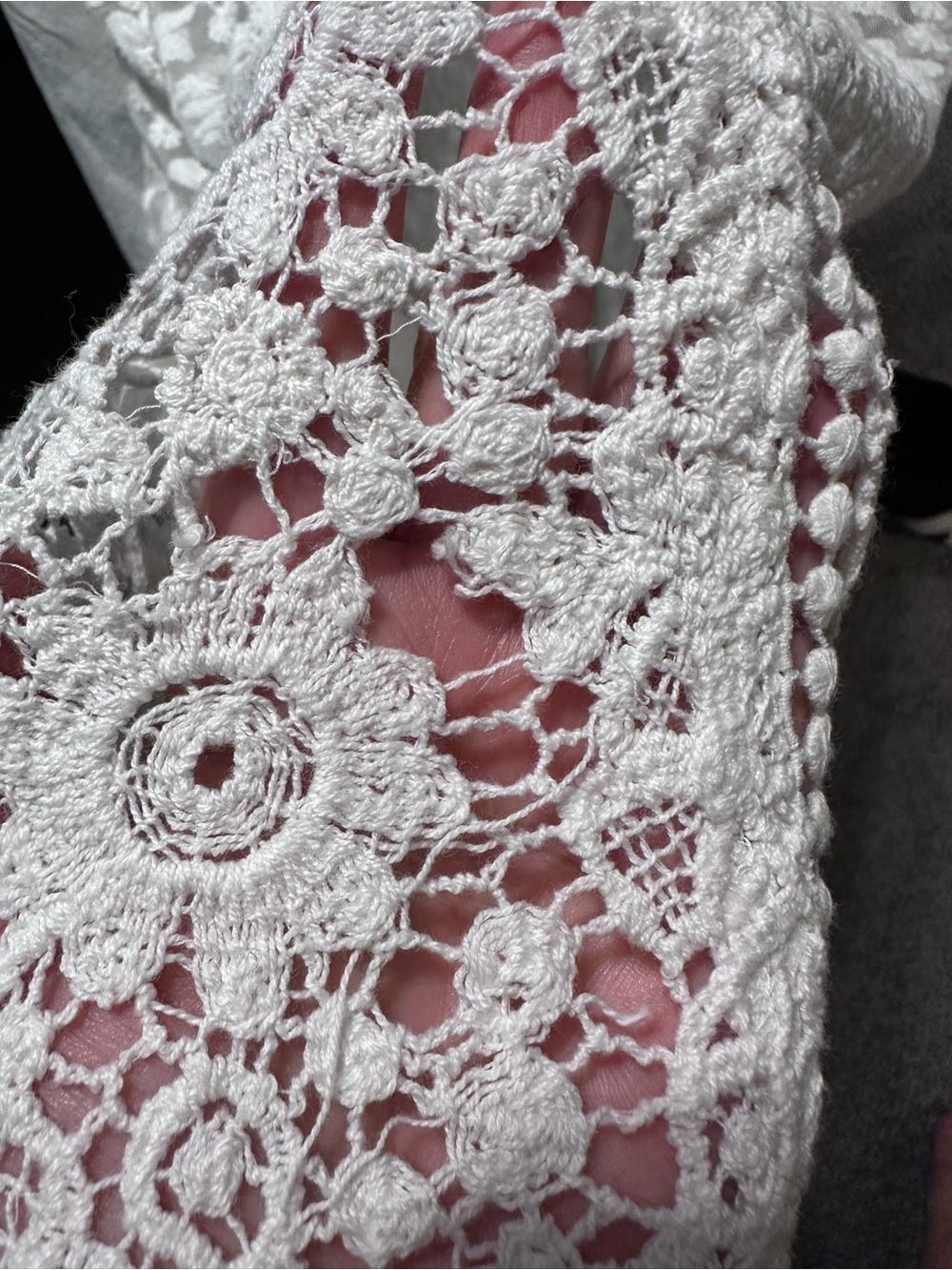 Elan White Crochet and Lace Boho Fringe Swim Coverup OS (S, M, L) - Picture 13 of 16